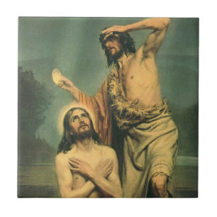 De doop van Jezus Christus door Johannes de Doper Tegeltje