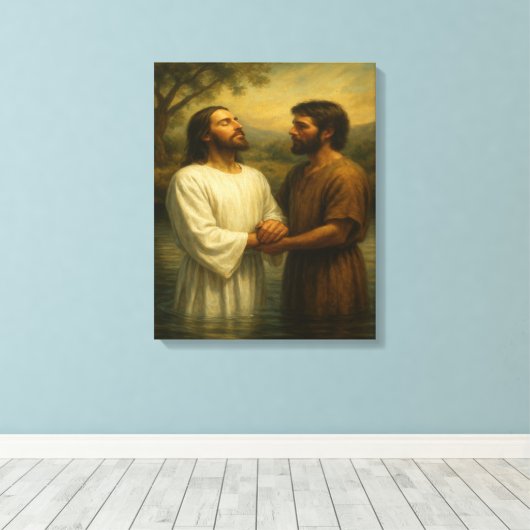 De doop van Jezus™ LDS Wall Art Canvas (Insitu (Houten vloer))