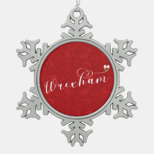 De doopvont van het Manuscript van Wrexham, Welsh Tin Sneeuwvlok Ornament