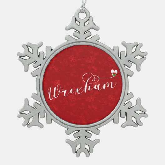De doopvont van het Manuscript van Wrexham, Welsh  Tin Sneeuwvlok Ornament (Voorkant)