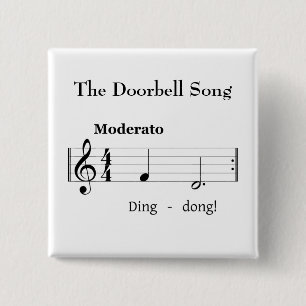 De doorbell Song Humoureuze muziekscore Vierkante Button 5,1 Cm