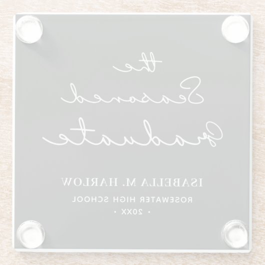 De doorgewinterde Afstuderen gepersonaliseerde Glazen Onderzetter (Achterkant)