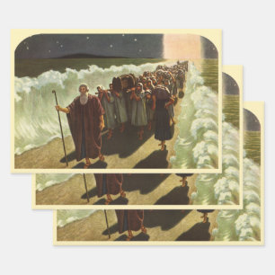 De doortocht van Mozes door de Rode Zee, Vintage R Inpakpapier Vel