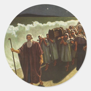 De doortocht van Mozes door de Rode Zee, Vintage R Ronde Sticker