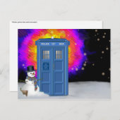 de doos van de de winterpolitie met sneeuwman briefkaart (Voorkant / Achterkant)