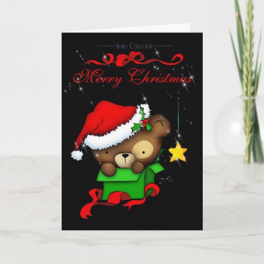 De Doos van de Teddybeer van Kerstmis Feestdagen Kaart (Voorkant)