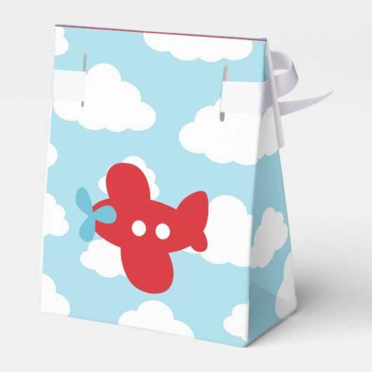 De Doos van de vliegtuiggunst (Blauw en Rood) Bedankdoosjes (Achterkant)