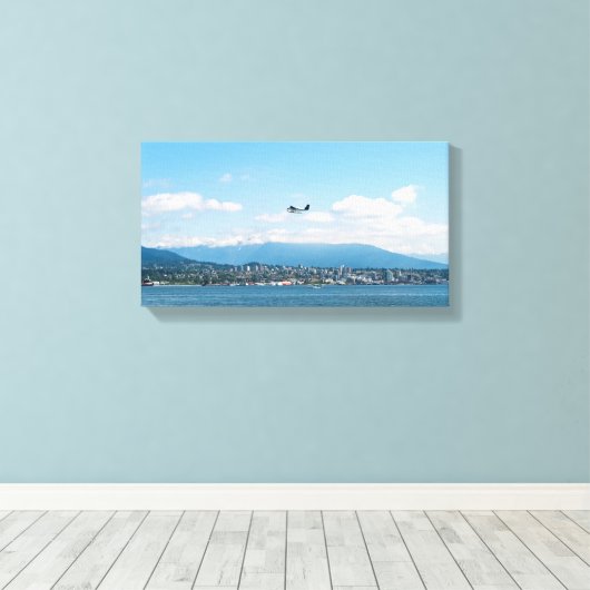 De dop van Seaplane over Vancouver Canvas Afdruk (Insitu (Houten vloer))