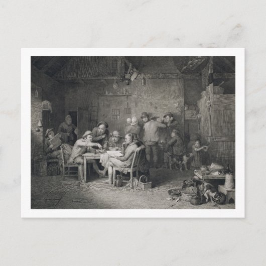 De dorpspolitici, gegraveerd door Abraham Raimb Briefkaart (Voorkant)