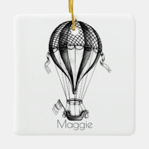 De douane Gepersonaliseerde Vintage Ballon van de Keramisch Ornament