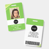 de douane groene bedrijfwerknemer Foto, Logo, Code Badge (Front & Back)
