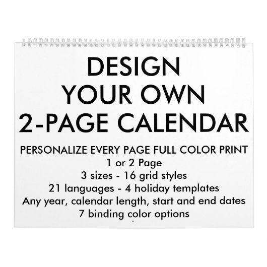 De douane personaliseerde Grote 2-pagina Kalender (Hoes)