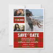 De douane tartan de bruiloft van het fotoblok bewa save the date (Voorkant)