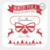 De Douane van de Kerstman van de Noordpool Vierkante Sticker (Voorkant)