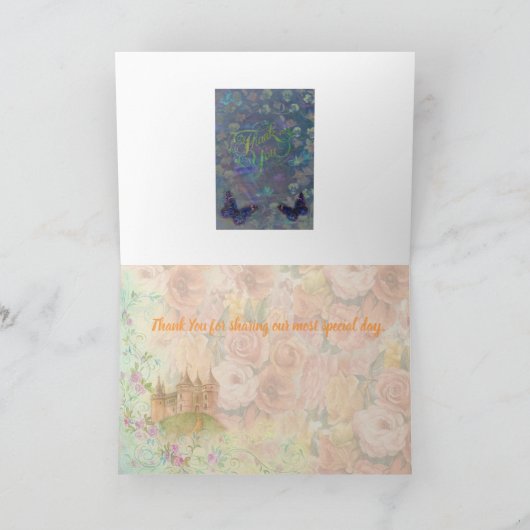 De Douane van het Huwelijk van Fairytale dankt u Bedankkaart (Binnen)