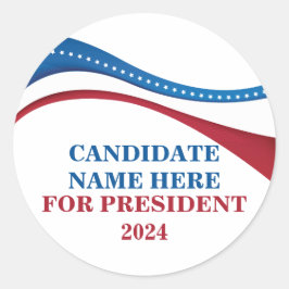 De douane voegt Uw Eigen Kandidaat voor President  Ronde Sticker
