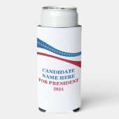 De douane voegt Uw Eigen Kandidaat voor President  Seltzer Blikjeskoeler (Seltzer Achterkant)