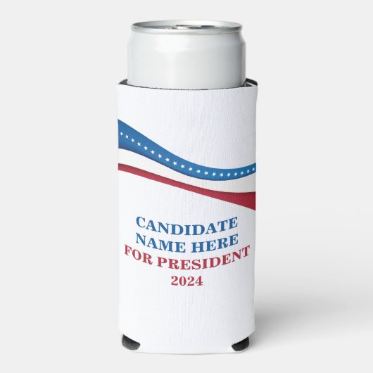 De douane voegt Uw Eigen Kandidaat voor President  Seltzer Blikjeskoeler (Seltzer Voorkant)