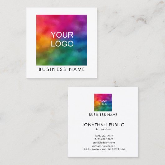 De douane voegt Uw Logo van het BedrijfsBedrijf to Vierkante Visitekaartje (Voorkant / Achterkant)