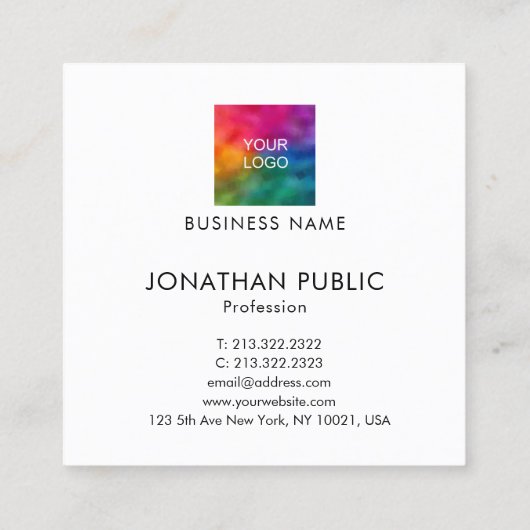 De douane voegt Uw Logo van het BedrijfsBedrijf to Vierkante Visitekaartje (Achterkant)