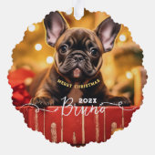 De Douanenaam en de Tekst van de hondenfoto Ornament Kaart (Achterkant)