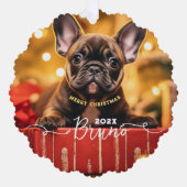 De Douanenaam en de Tekst van de hondenfoto Ornament Kaart (Voorkant)