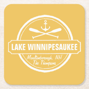 De douanestad van Winnipesaukee NH van het meer, Kartonnen Onderzetters