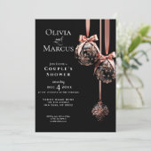 DE DOUCHE VAN HET PAAR | Winter roze en Onyx Baubl Kaart (Staand voorkant)