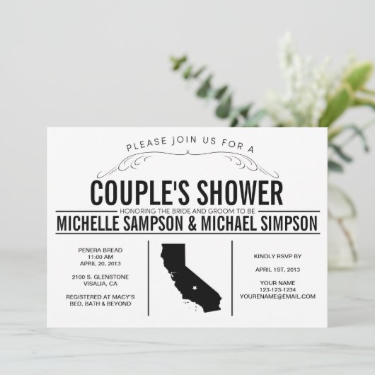 De doucheuitnodiging van de paar kaart (Staand voorkant)