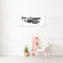 De draai van walviskunst spandoek