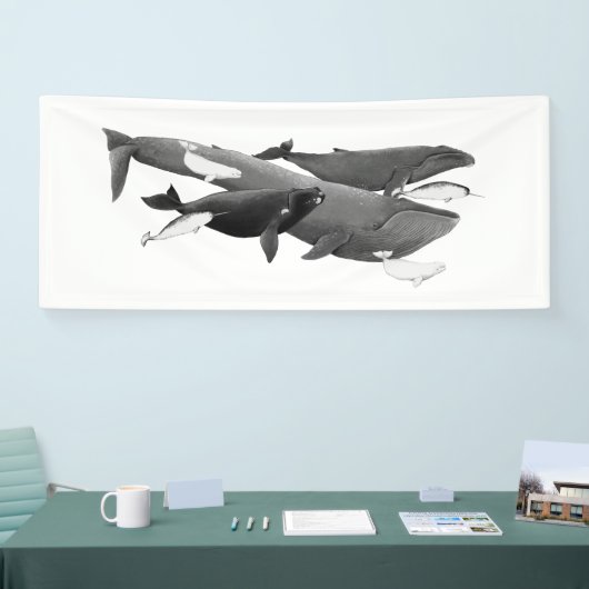 De draai van walviskunst spandoek (Beurs)