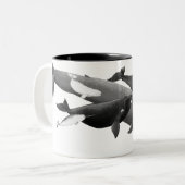 De draai van walviskunst tweekleurige koffiemok (Voorkant links)