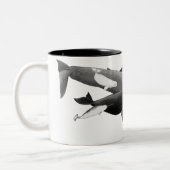 De draai van walviskunst tweekleurige koffiemok (Links)