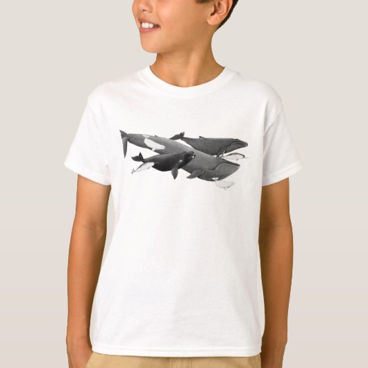 De draai van walvissen, illustratie van de walvis, t-shirt (Voorkant)