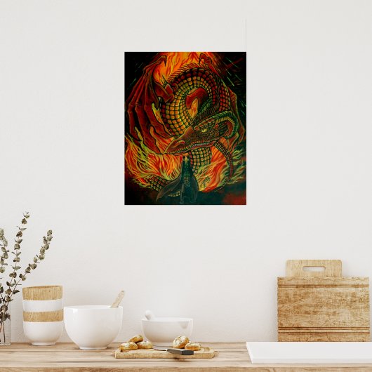 De draak bevestigen poster (Keuken)