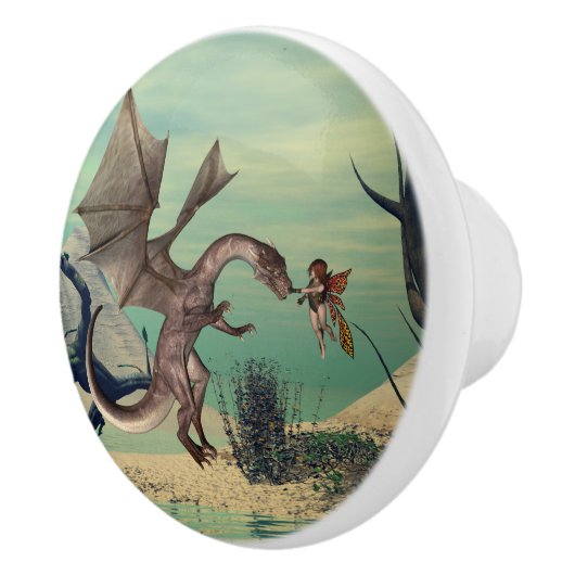 De draak en de fee keramische knop (Rechts)