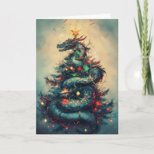 De draak en de kerstboom kaart