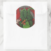 De draak en de pizza ronde sticker (Tas)