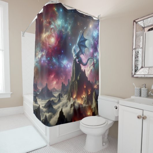 De draak en de sterren douchegordijn (In situ)