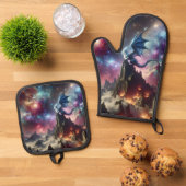 De draak en de sterren ovenwant & pannenlap set (Top down)