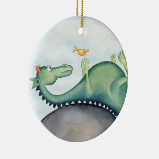 De draak en de vogel keramisch ornament (Rechts)