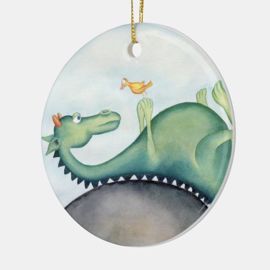 De draak en de vogel keramisch ornament (Links)