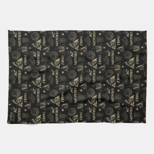 De draak en de Wolfdagen en het Jon Pattern Theedoek (Horizontaal)