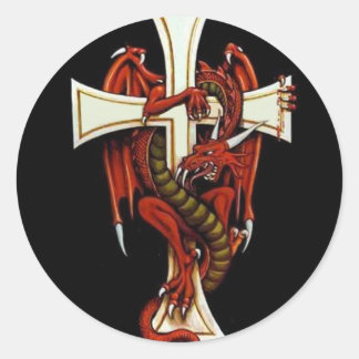 De draak en het kruis ronde sticker