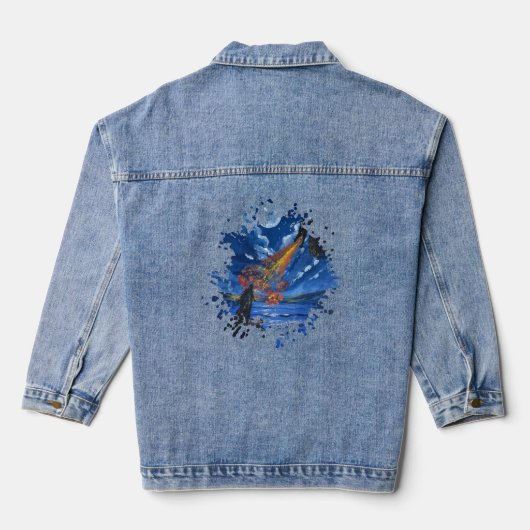 De draak- Handgemaakte kunst  Denim Jacket (Achterkant)