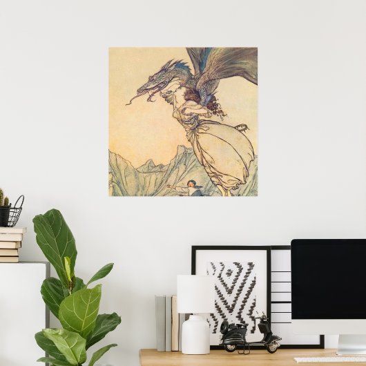 “De draak heeft de koningin gevangen” door Arthur  Poster (Thuiskantoor)