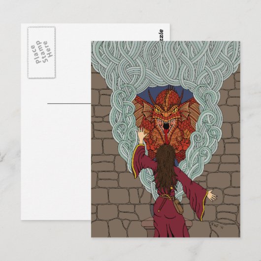 De draak neerzetten briefkaart (Voorkant / Achterkant)