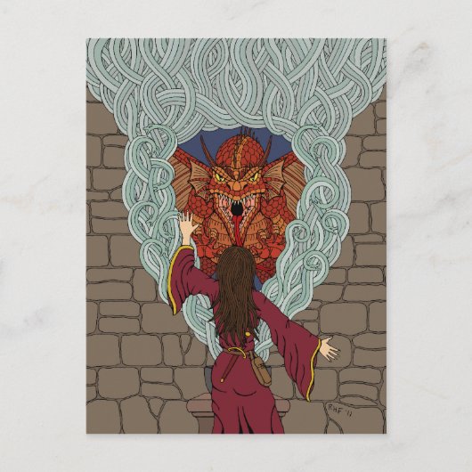 De draak neerzetten briefkaart (Voorkant)