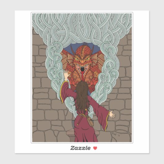 De draak neerzetten sticker (Vel)