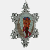 De draak neerzetten tin sneeuwvlok ornament (Links)